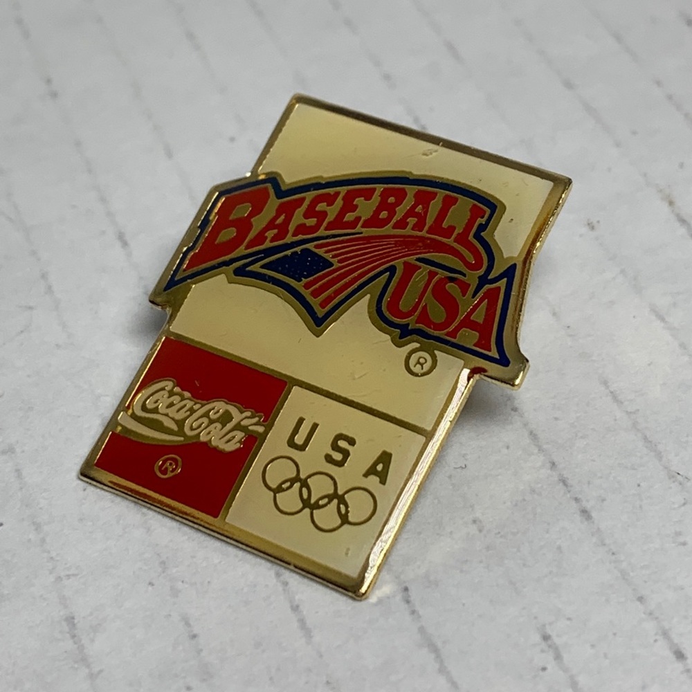 Vintage 1996 Olympic Games Pin Baseball USA Coca-Cola Atlanta 1.5”